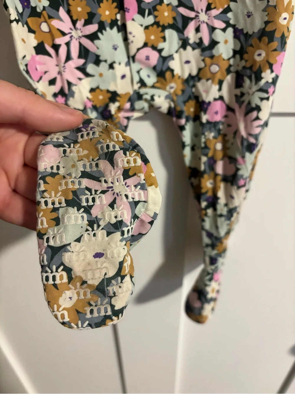 Magnetic Me Floral Footed One-Piece Pajama in Pink, Green & Brown